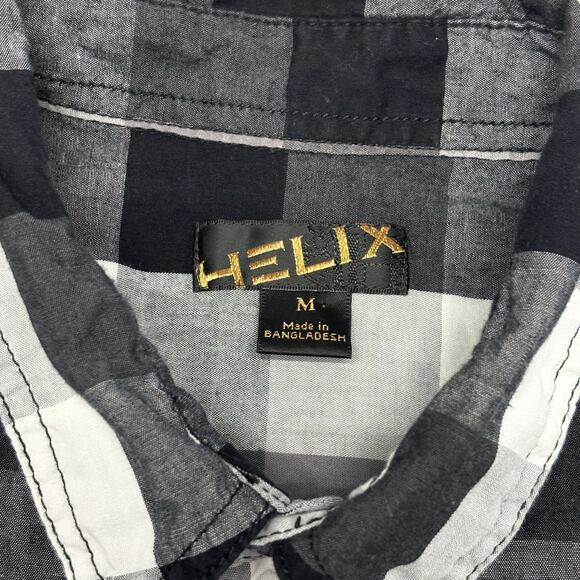 Helix Shirt Skull Wings Grunge Plaid y2k Mallgoth Cyber Biker Button Down Mens M - Picture 6 of 9